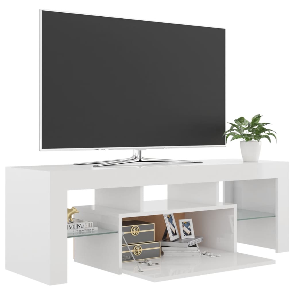Magasfényű fehér tv-szekrény led-lámpákkal 120 x 35 x 40 cm Magasfényű fehér tv-szekrény led-lámpákkal 120 x 35 x 40 cm