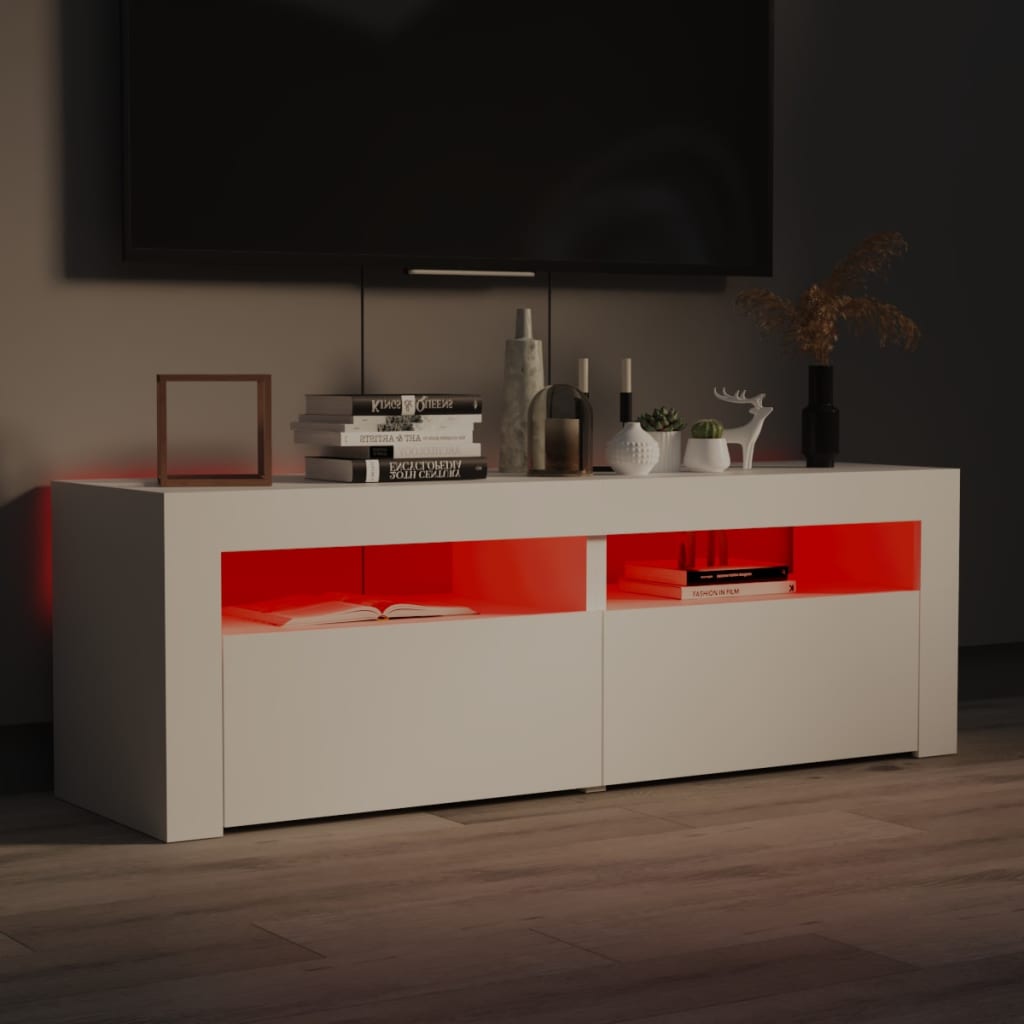 Fehér tv-szekrény led-lámpákkal 120 x 35 x 40 cm