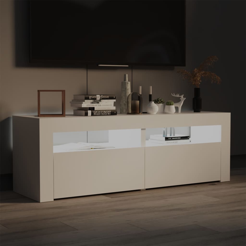 Fehér tv-szekrény led-lámpákkal 120 x 35 x 40 cm