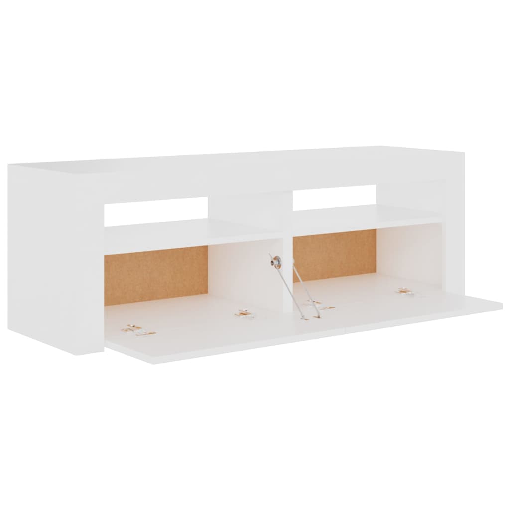 Fehér tv-szekrény led-lámpákkal 120 x 35 x 40 cm