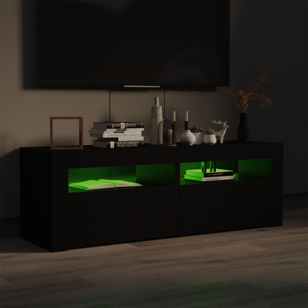 Fekete tv-szekrény led-lámpákkal 120 x 35 x 40 cm Fekete tv-szekrény led-lámpákkal 120 x 35 x 40 cm