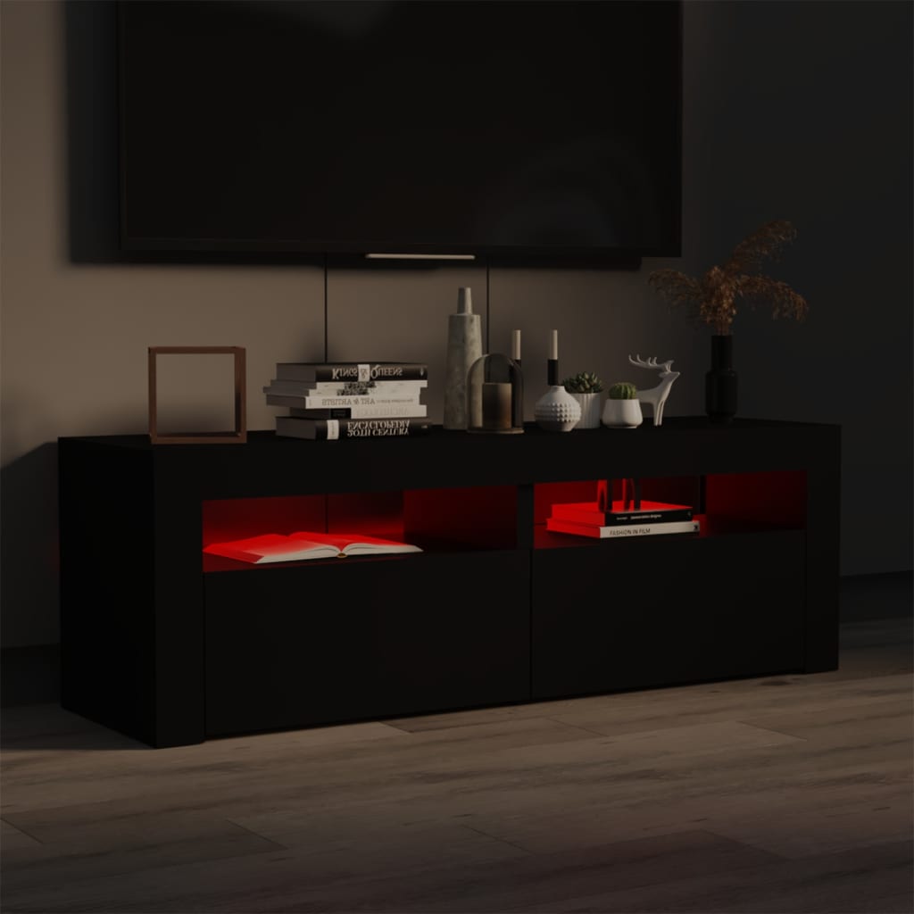 Fekete tv-szekrény led-lámpákkal 120 x 35 x 40 cm Fekete tv-szekrény led-lámpákkal 120 x 35 x 40 cm