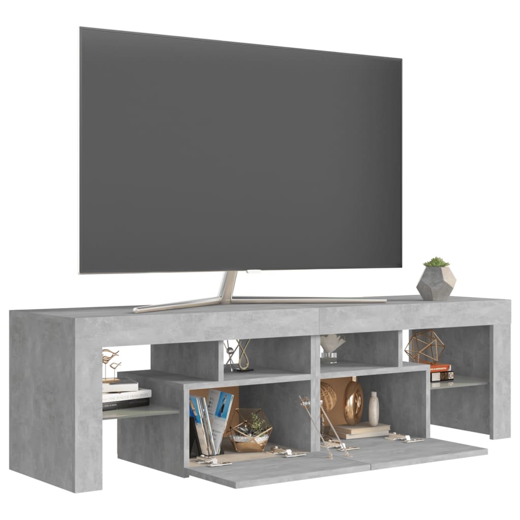 Betonszürke tv-szekrény led-lámpákkal 140 x 35 x 40 cm