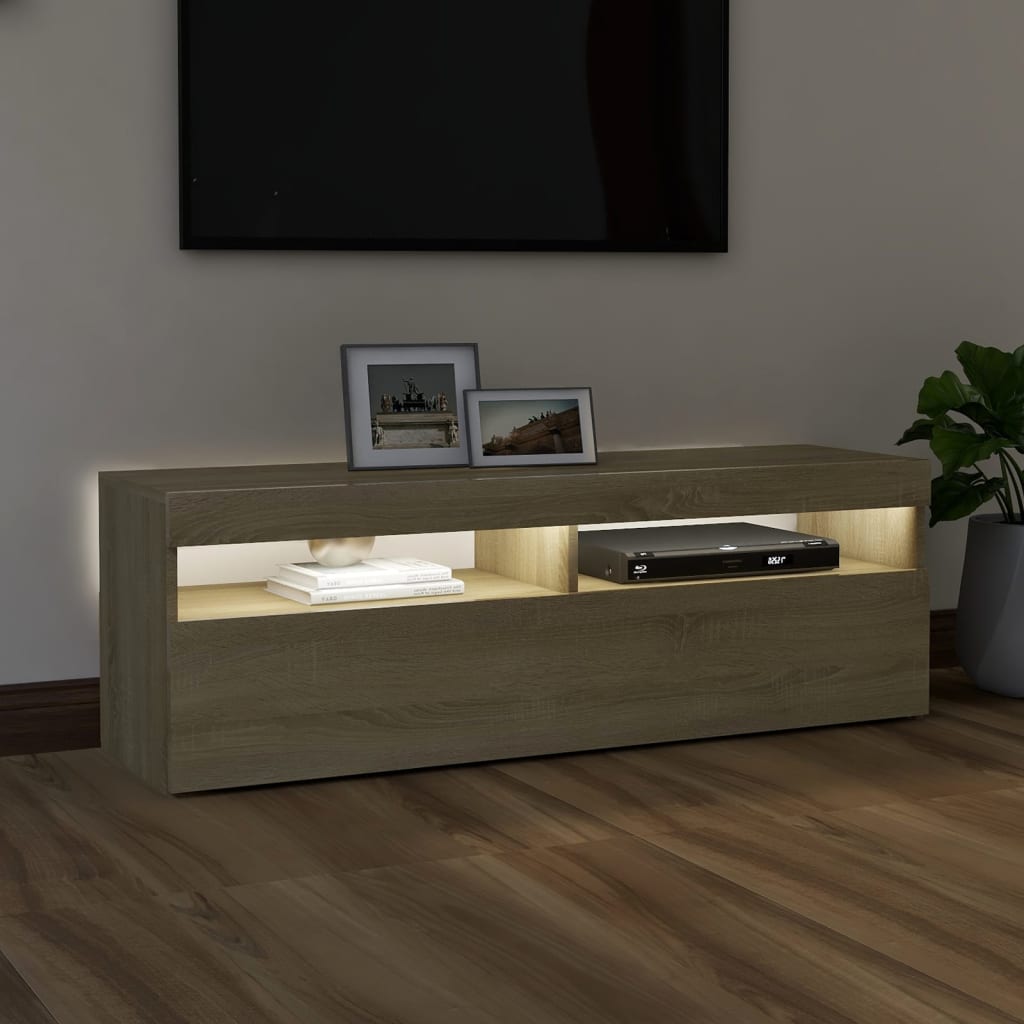 Sonoma-tölgy színű tv-szekrény led-lámpákkal 120 x 35 x 40 cm Sonoma-tölgy színű tv-szekrény led-lámpákkal 120 x 35 x 40 cm