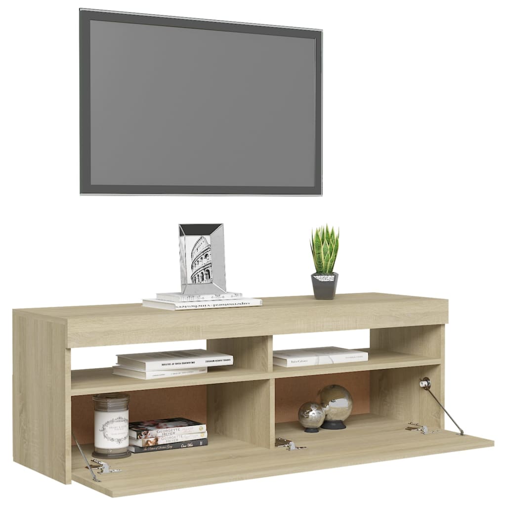 Sonoma-tölgy színű tv-szekrény led-lámpákkal 120 x 35 x 40 cm Sonoma-tölgy színű tv-szekrény led-lámpákkal 120 x 35 x 40 cm