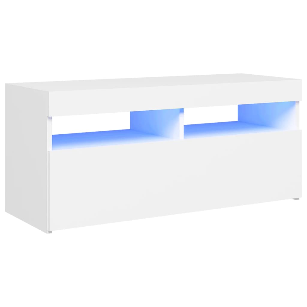 Fehér tv-szekrény led-lámpákkal 90 x 35 x 40 cm Fehér tv-szekrény led-lámpákkal 90 x 35 x 40 cm