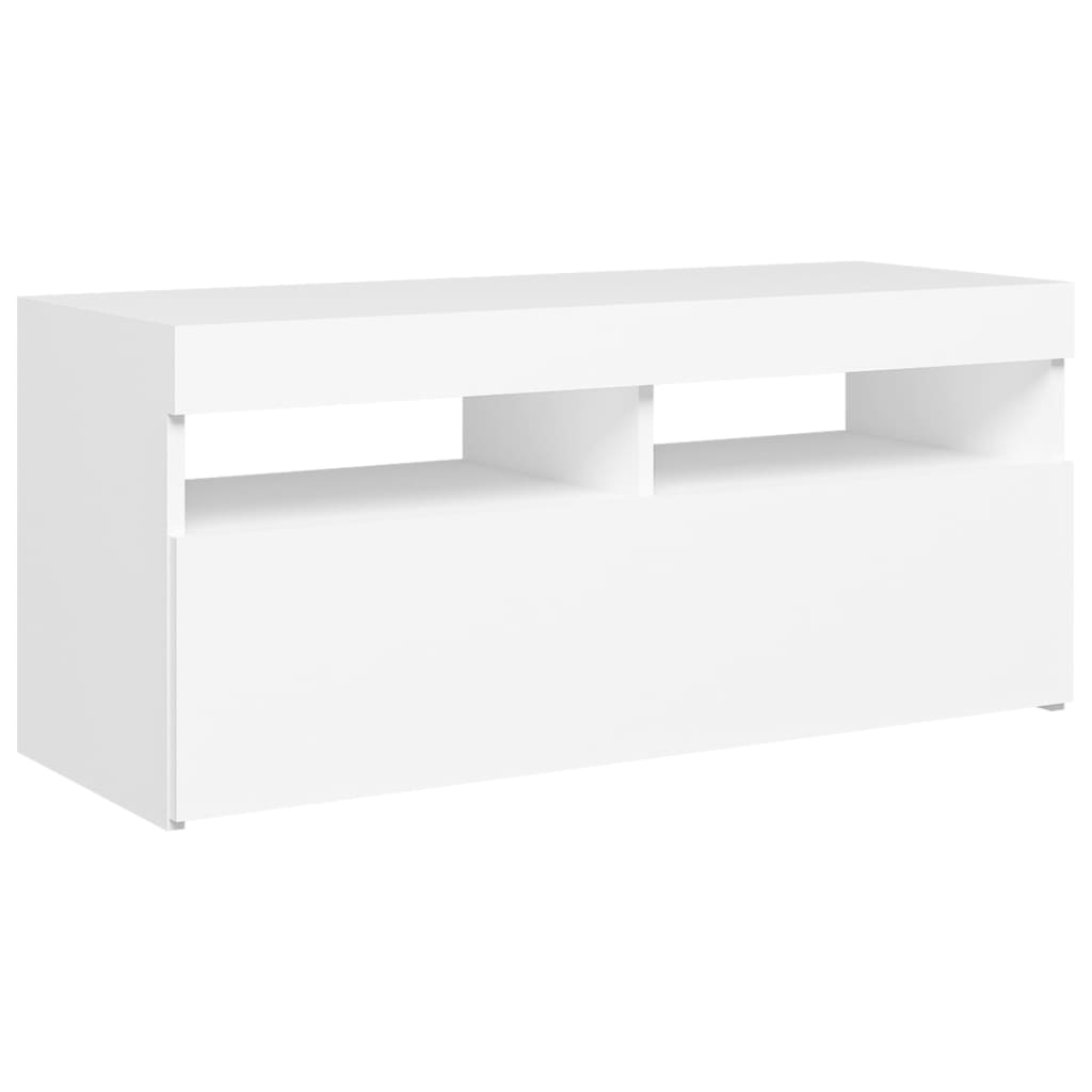 Fehér tv-szekrény led-lámpákkal 90 x 35 x 40 cm Fehér tv-szekrény led-lámpákkal 90 x 35 x 40 cm