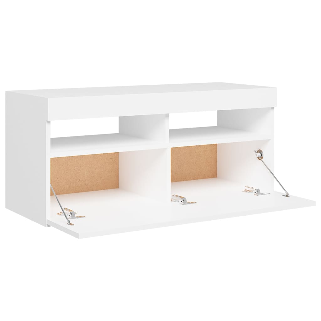 Fehér tv-szekrény led-lámpákkal 90 x 35 x 40 cm Fehér tv-szekrény led-lámpákkal 90 x 35 x 40 cm