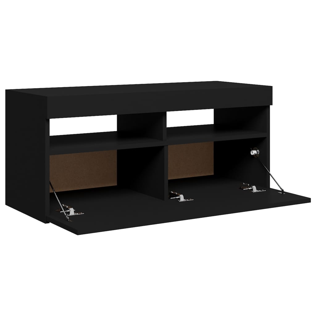 Fekete tv-szekrény led-lámpákkal 90 x 35 x 40 cm Fekete tv-szekrény led-lámpákkal 90 x 35 x 40 cm