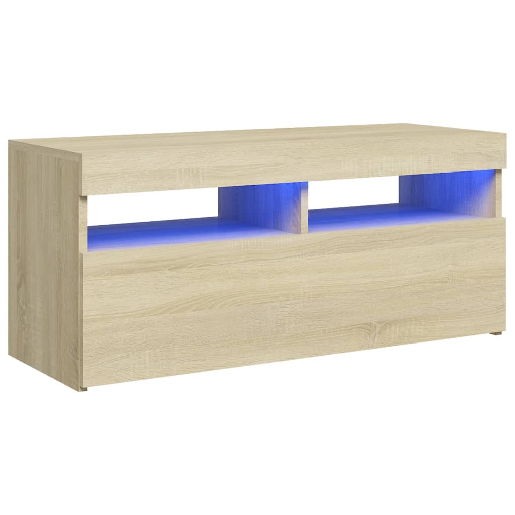 Sonoma-tölgy színű tv-szekrény led-lámpákkal 90 x 35 x 40 cm