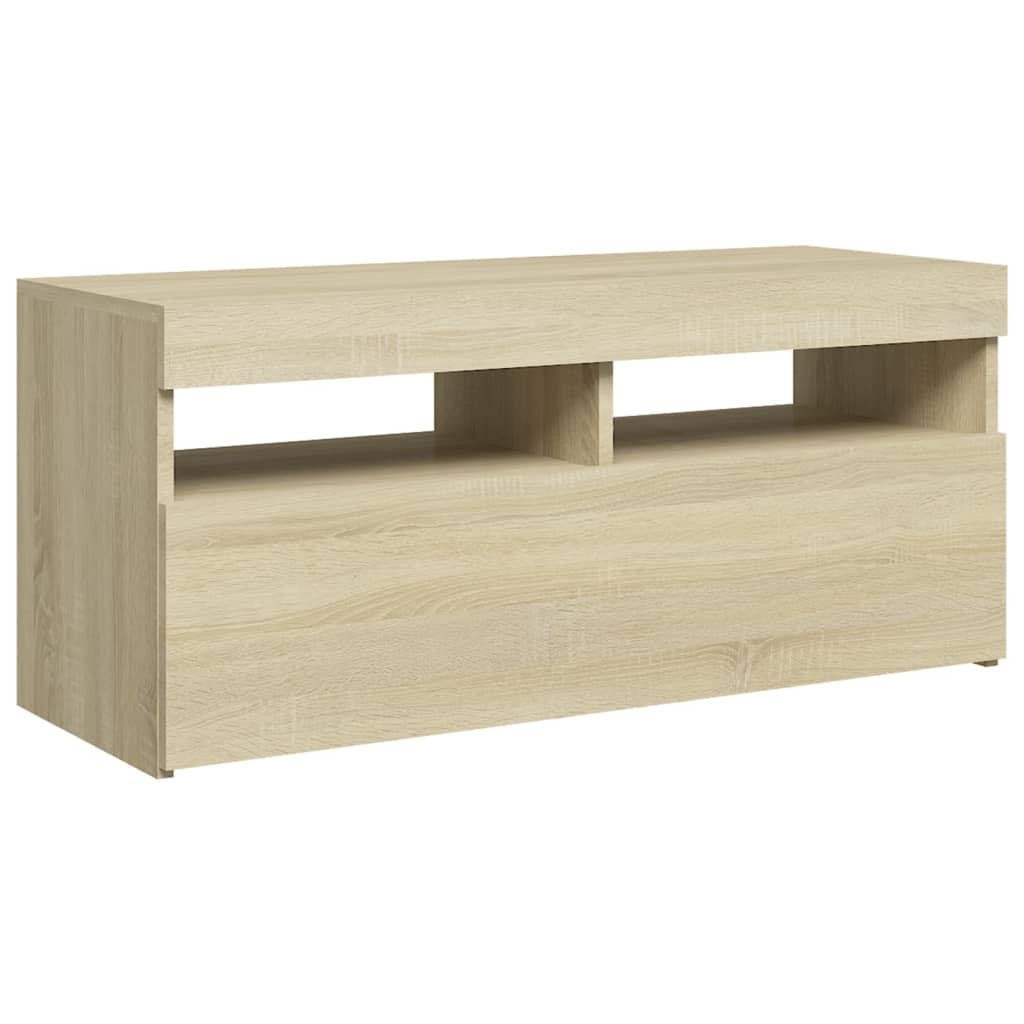 Sonoma-tölgy színű tv-szekrény led-lámpákkal 90 x 35 x 40 cm