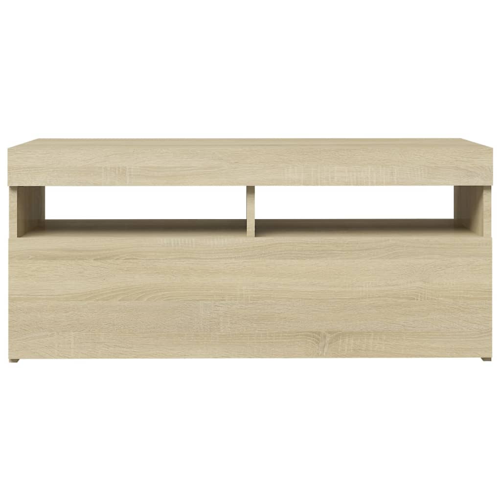 Sonoma-tölgy színű tv-szekrény led-lámpákkal 90 x 35 x 40 cm