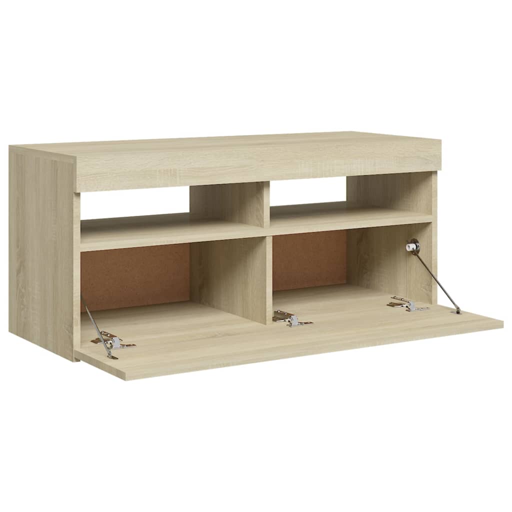 Sonoma-tölgy színű tv-szekrény led-lámpákkal 90 x 35 x 40 cm