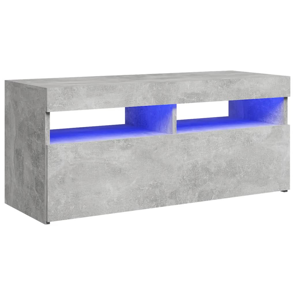 Betonszürke tv-szekrény led-lámpákkal 90 x 35 x 40 cm