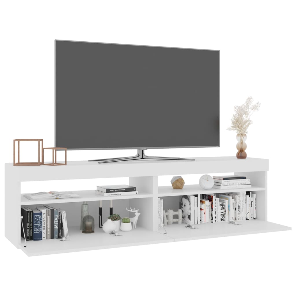 2 db fehér tv-szekrény led-világítással 75 x 35 x 40 cm 2 db fehér tv-szekrény led-világítással 75 x 35 x 40 cm