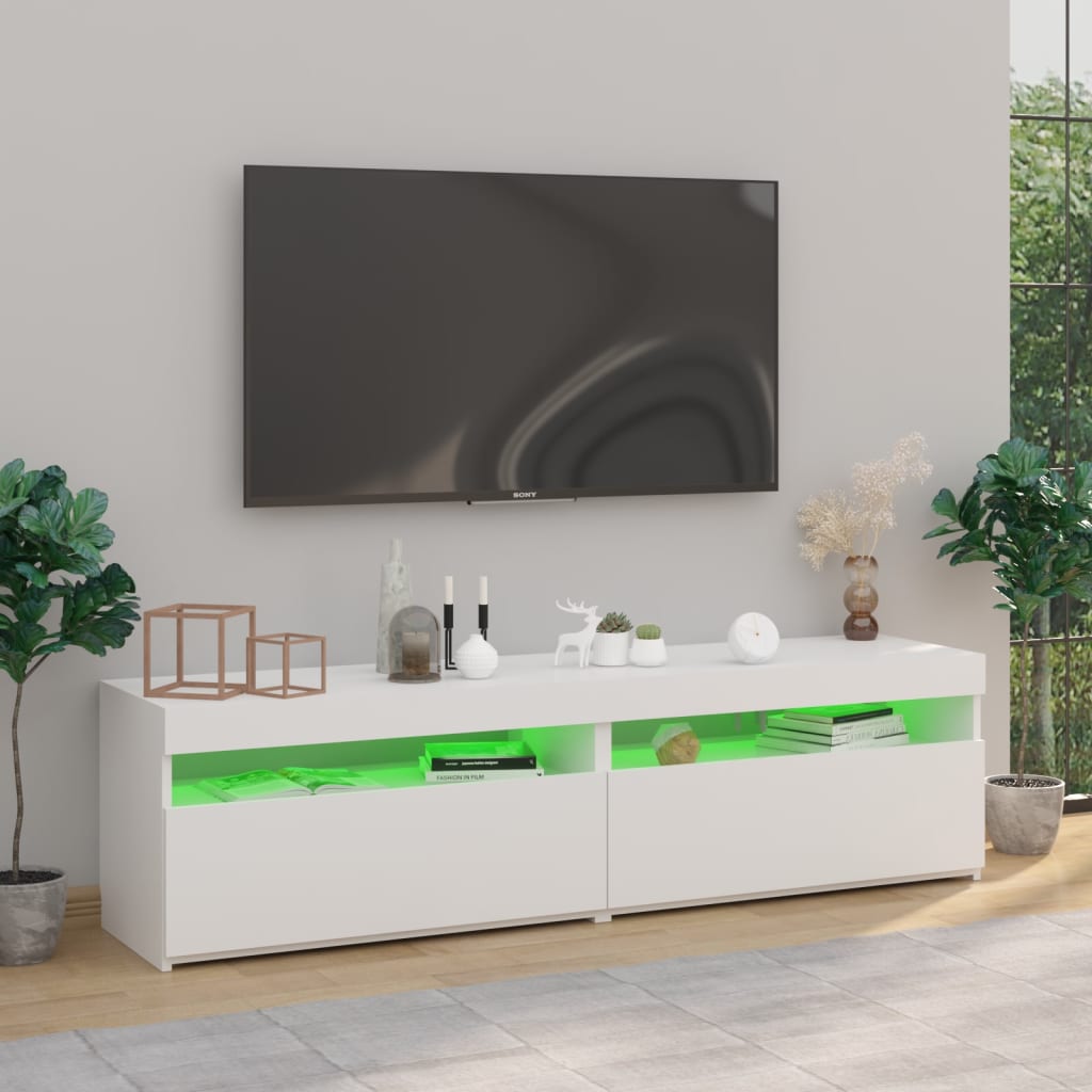 2 db fehér tv-szekrény led-világítással 75 x 35 x 40 cm 2 db fehér tv-szekrény led-világítással 75 x 35 x 40 cm
