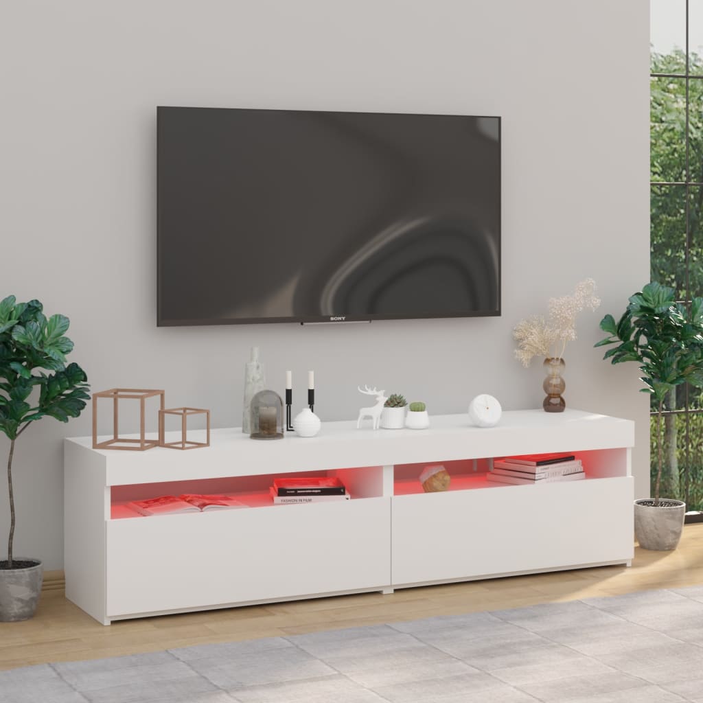 2 db fehér tv-szekrény led-világítással 75 x 35 x 40 cm 2 db fehér tv-szekrény led-világítással 75 x 35 x 40 cm