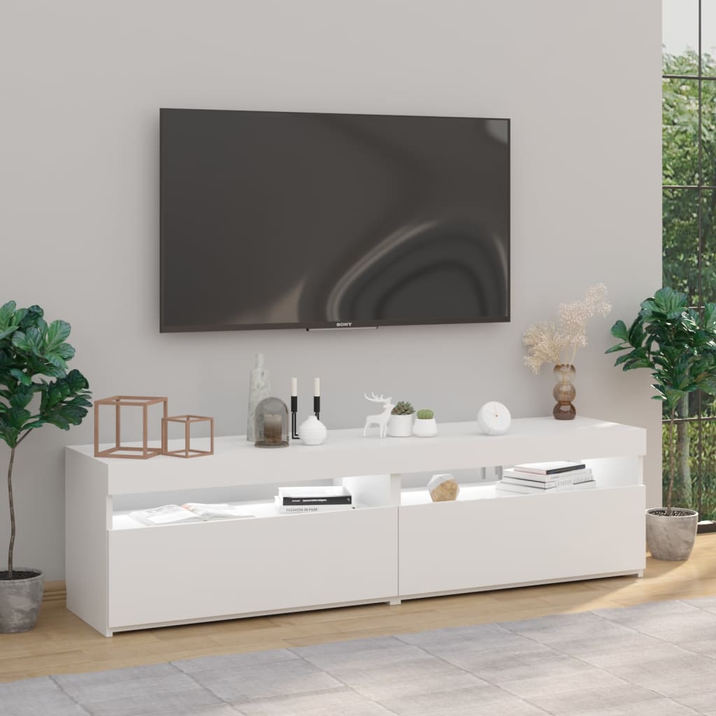 2 db fehér tv-szekrény led-világítással 75 x 35 x 40 cm 2 db fehér tv-szekrény led-világítással 75 x 35 x 40 cm