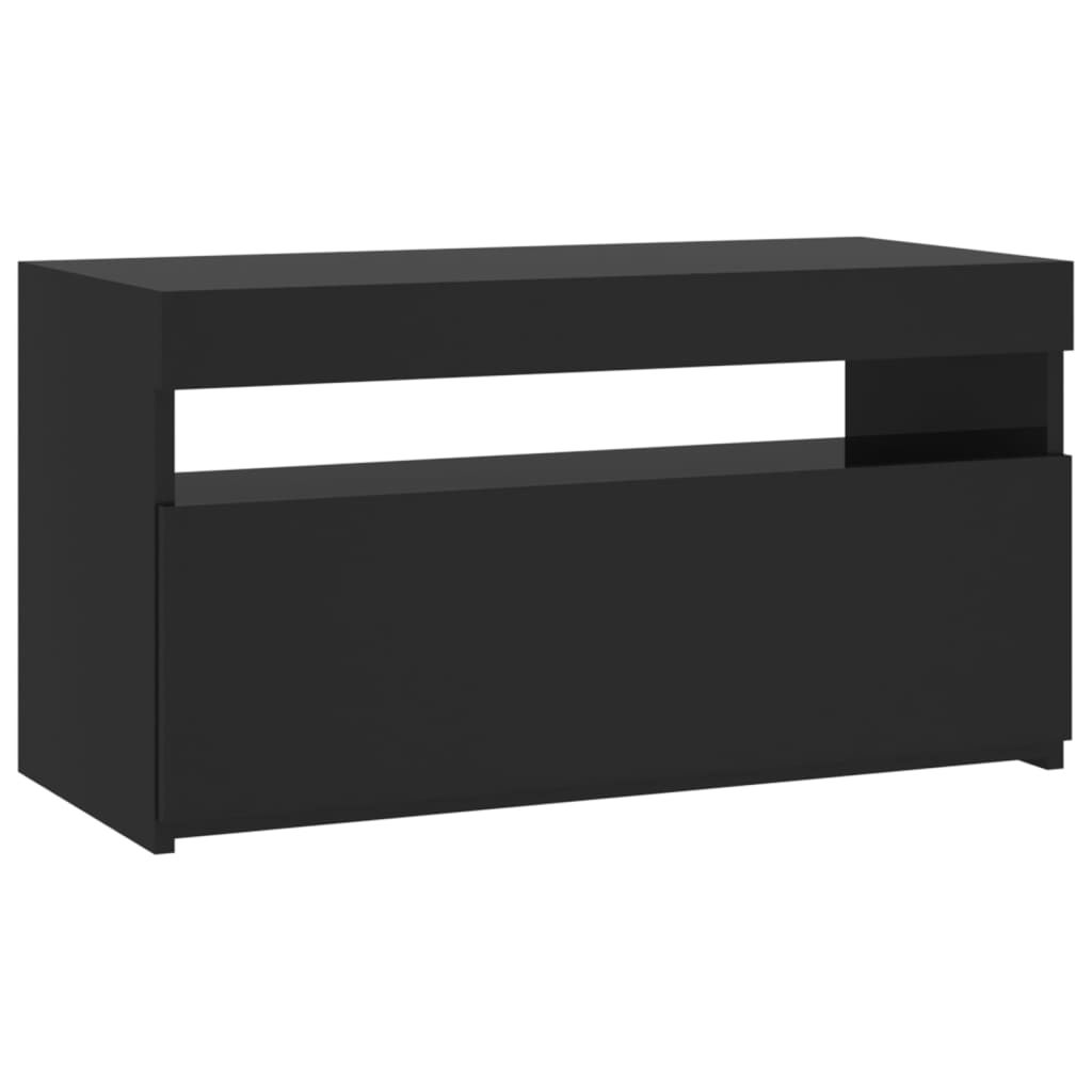 Fekete tv-szekrény led-világítással 75 x 35 x 40 cm