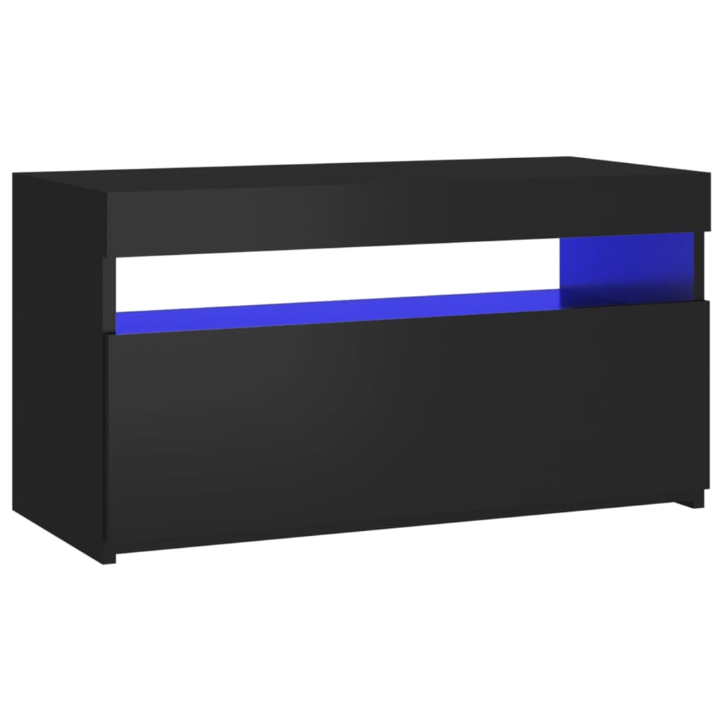 Fekete tv-szekrény led-világítással 75 x 35 x 40 cm