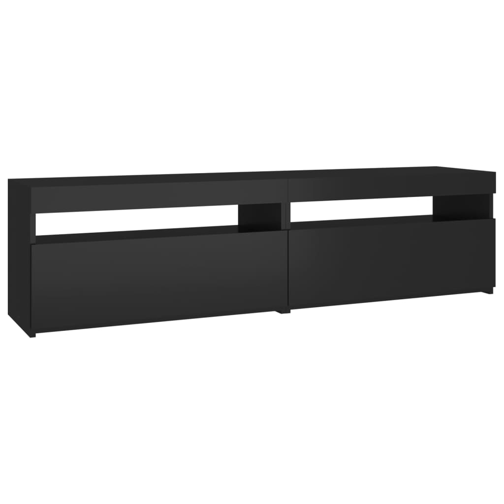 2 db fekete tv-szekrény led-világítással 75 x 35 x 40 cm