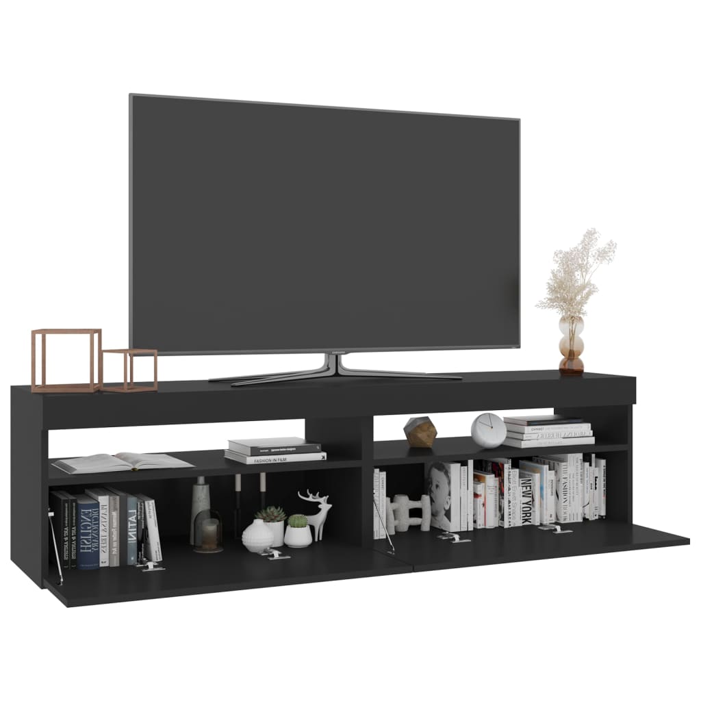 2 db fekete tv-szekrény led-világítással 75 x 35 x 40 cm