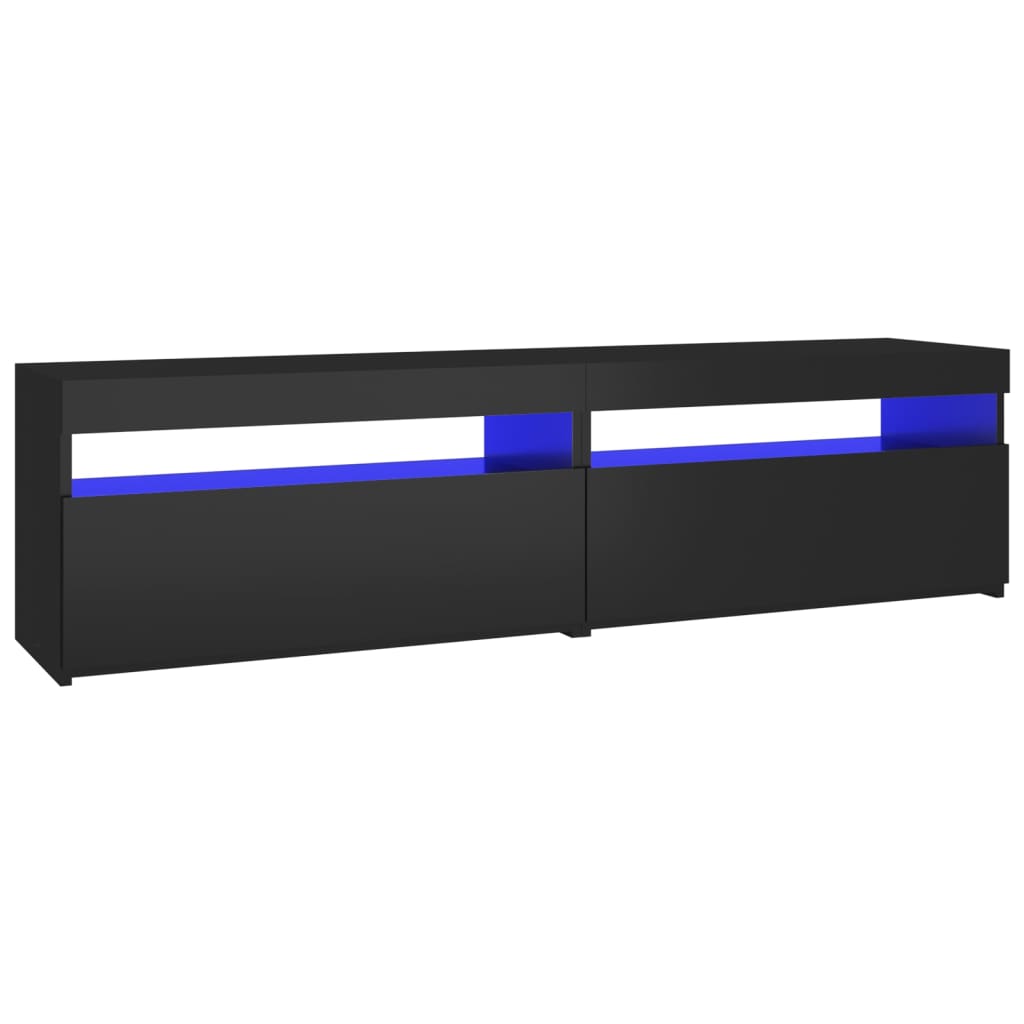 2 db fekete tv-szekrény led-világítással 75 x 35 x 40 cm