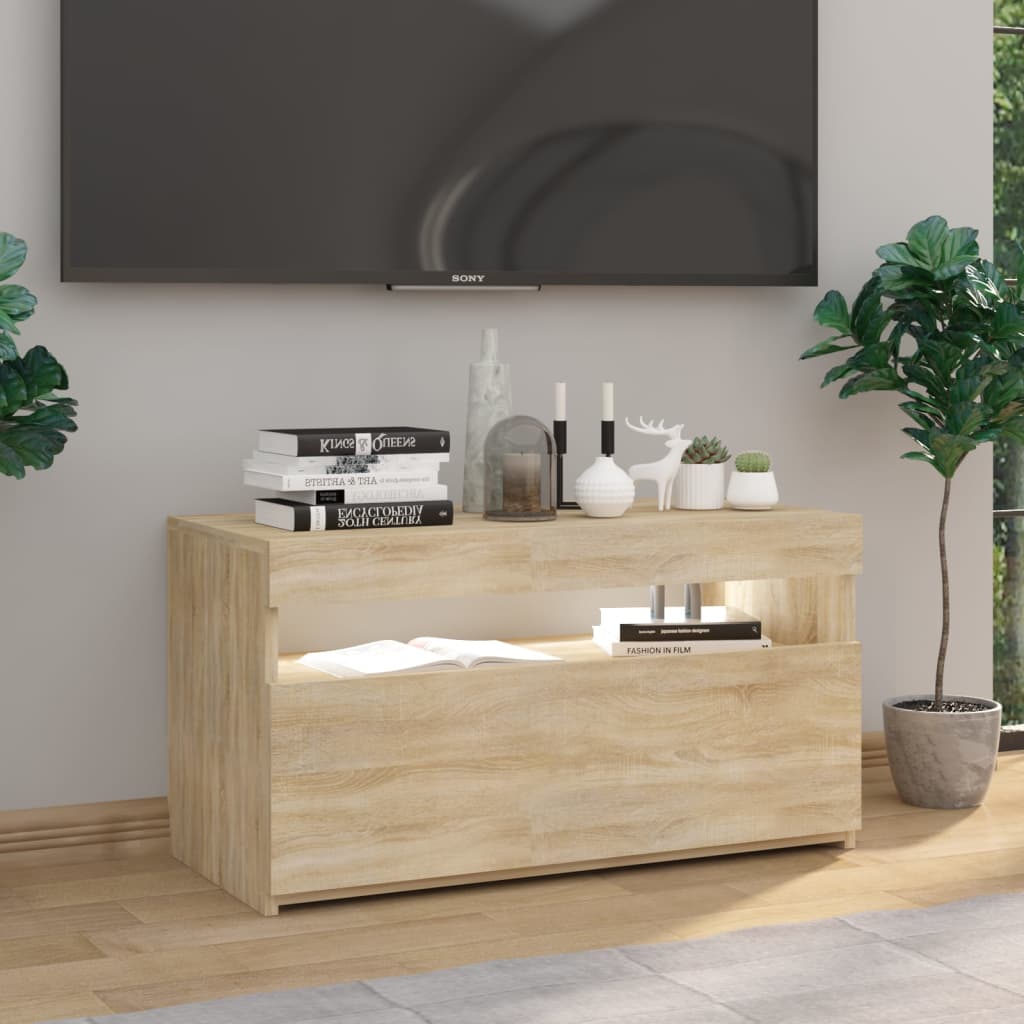Sonoma-tölgy színű tv-szekrény led-világítással 75 x 35 x 40 cm Sonoma-tölgy színű tv-szekrény led-világítással 75 x 35 x 40 cm