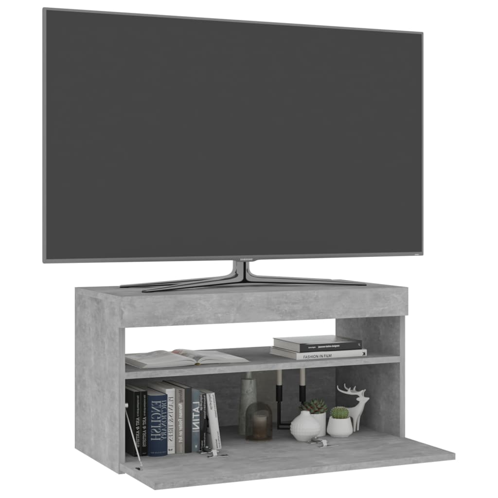 Betonszürke tv-szekrény led-világítással 75 x 35 x 40 cm