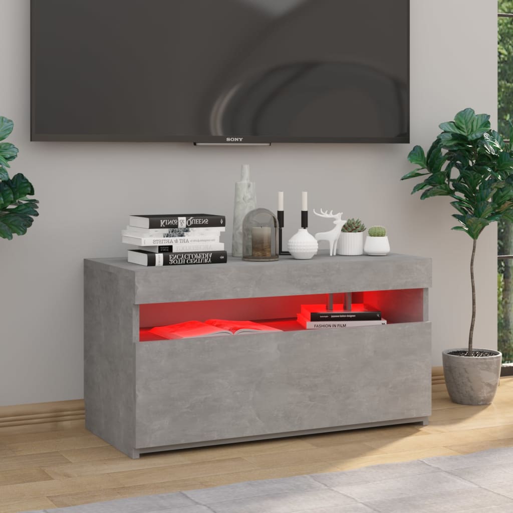 Betonszürke tv-szekrény led-világítással 75 x 35 x 40 cm