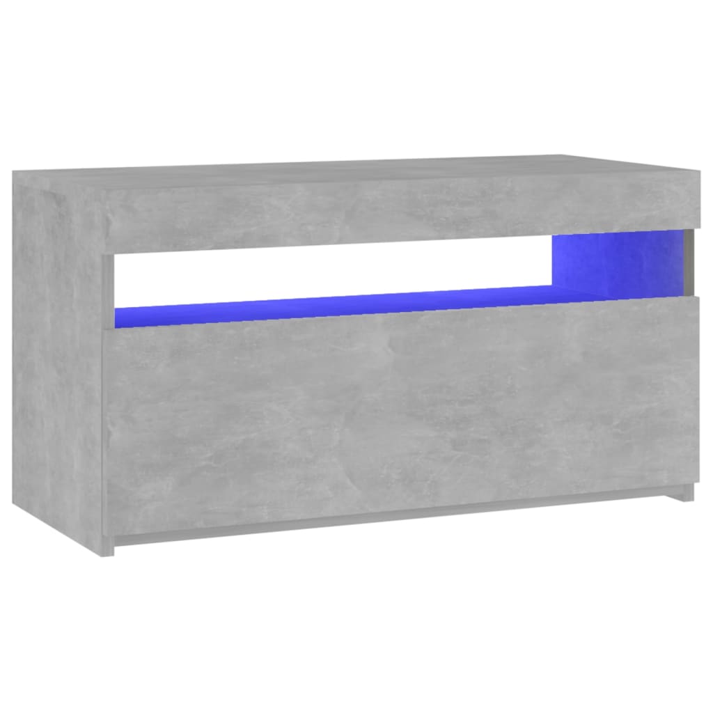 Betonszürke tv-szekrény led-világítással 75 x 35 x 40 cm