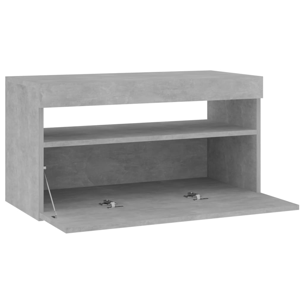 Betonszürke tv-szekrény led-világítással 75 x 35 x 40 cm