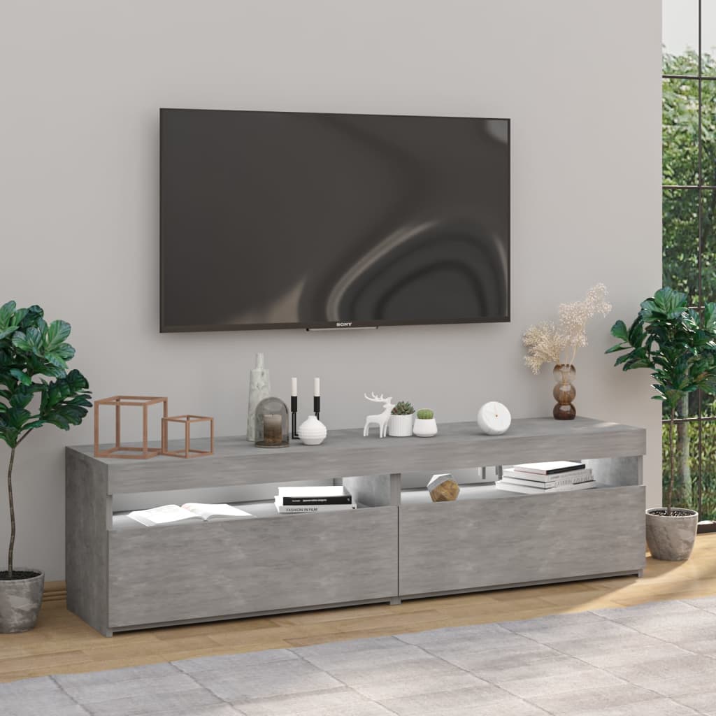 2 db betonszürke tv-szekrény led-világítással 75 x 35 x 40 cm 2 db betonszürke tv-szekrény led-világítással 75 x 35 x 40 cm