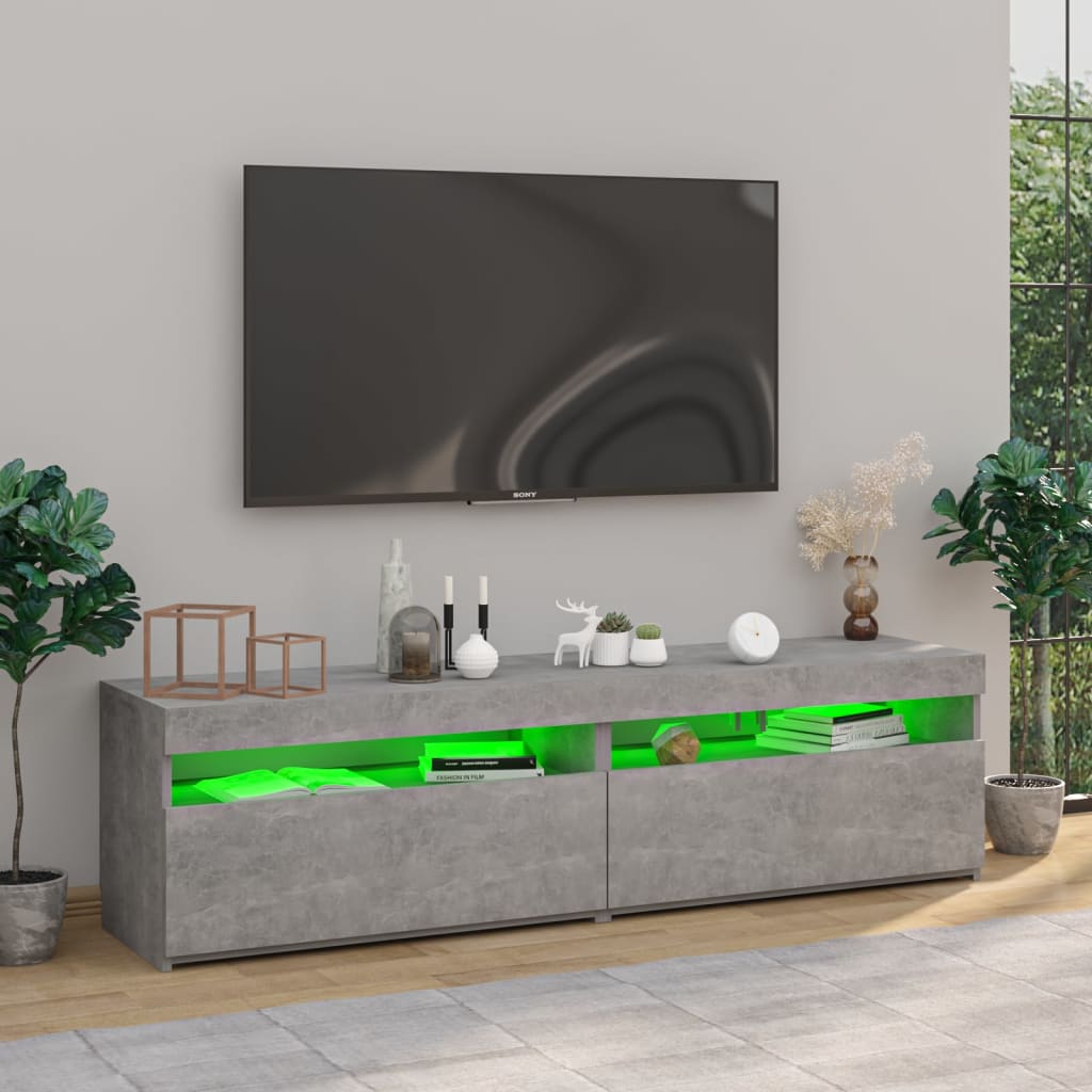 2 db betonszürke tv-szekrény led-világítással 75 x 35 x 40 cm 2 db betonszürke tv-szekrény led-világítással 75 x 35 x 40 cm