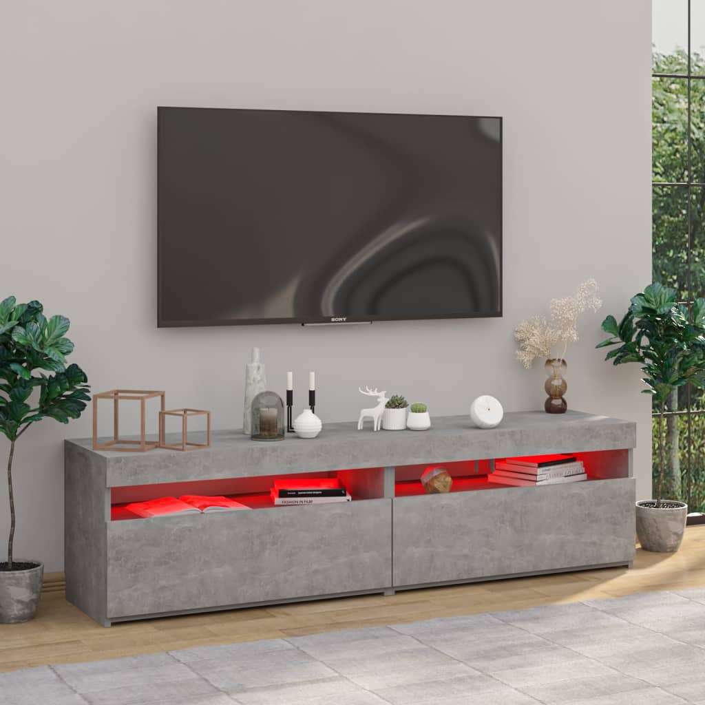 2 db betonszürke tv-szekrény led-világítással 75 x 35 x 40 cm 2 db betonszürke tv-szekrény led-világítással 75 x 35 x 40 cm