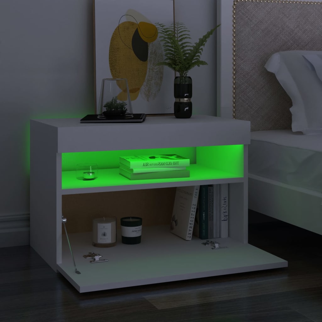 2 db fehér tv-szekrény led-lámpákkal 60 x 35 x 40 cm