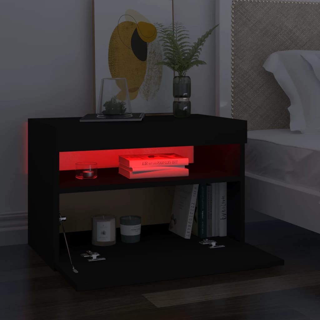 Fekete tv-szekrény led-lámpákkal 60 x 35 x 40 cm