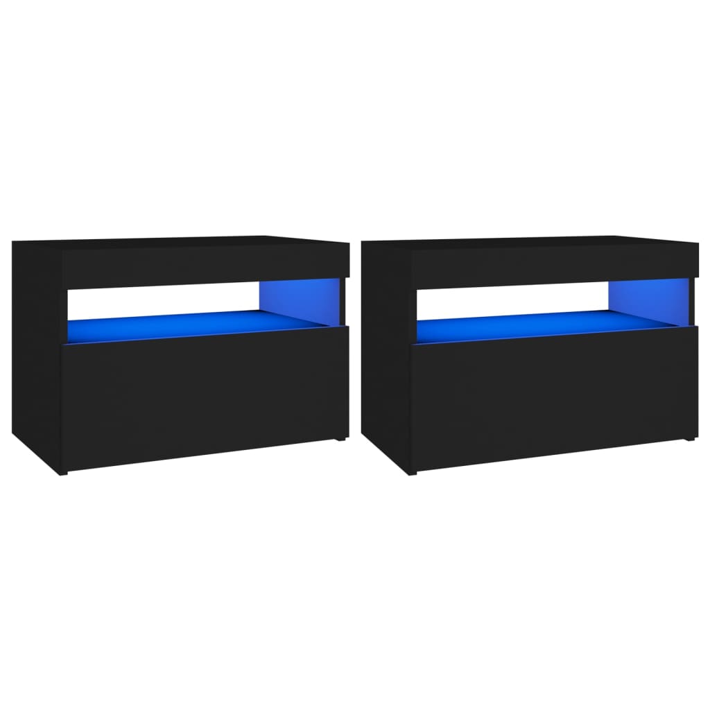 2 db fekete tv-szekrény led-lámpákkal 60 x 35 x 40 cm