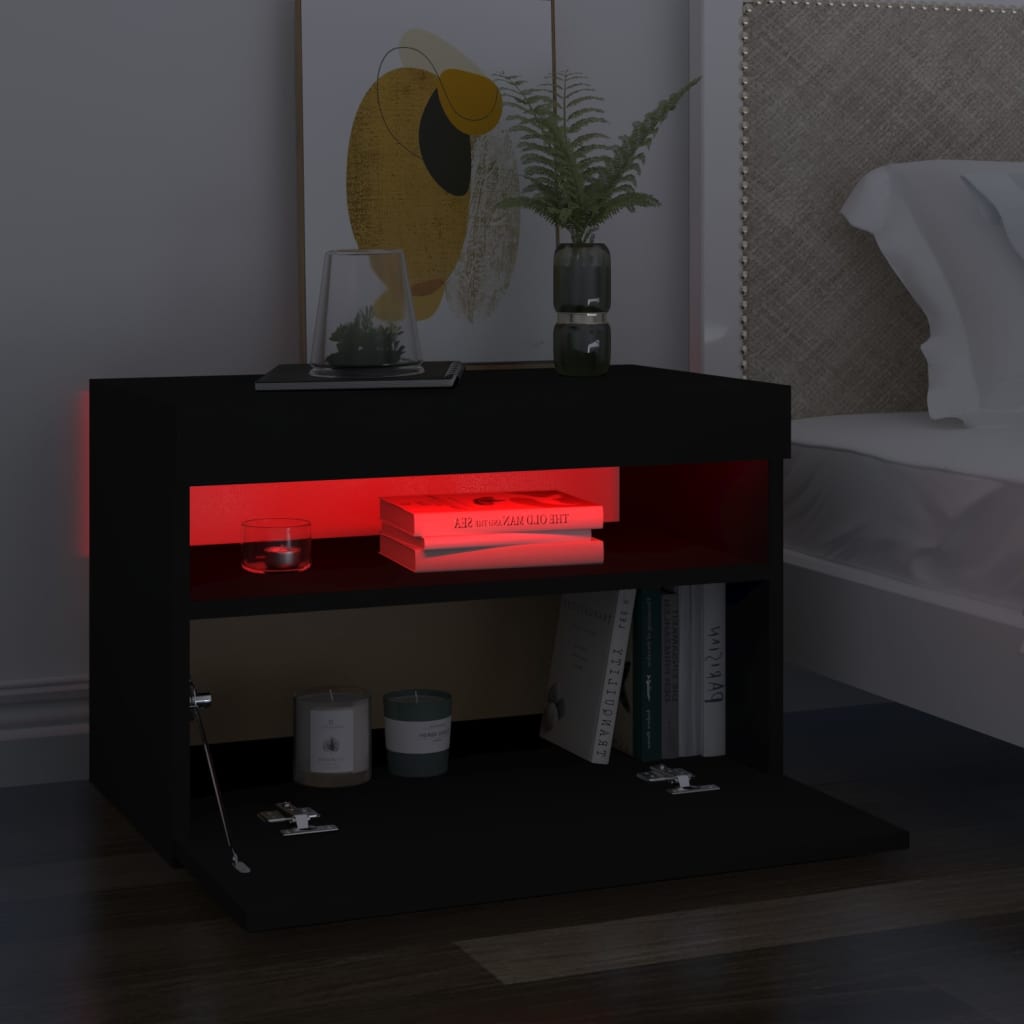 2 db fekete tv-szekrény led-lámpákkal 60 x 35 x 40 cm