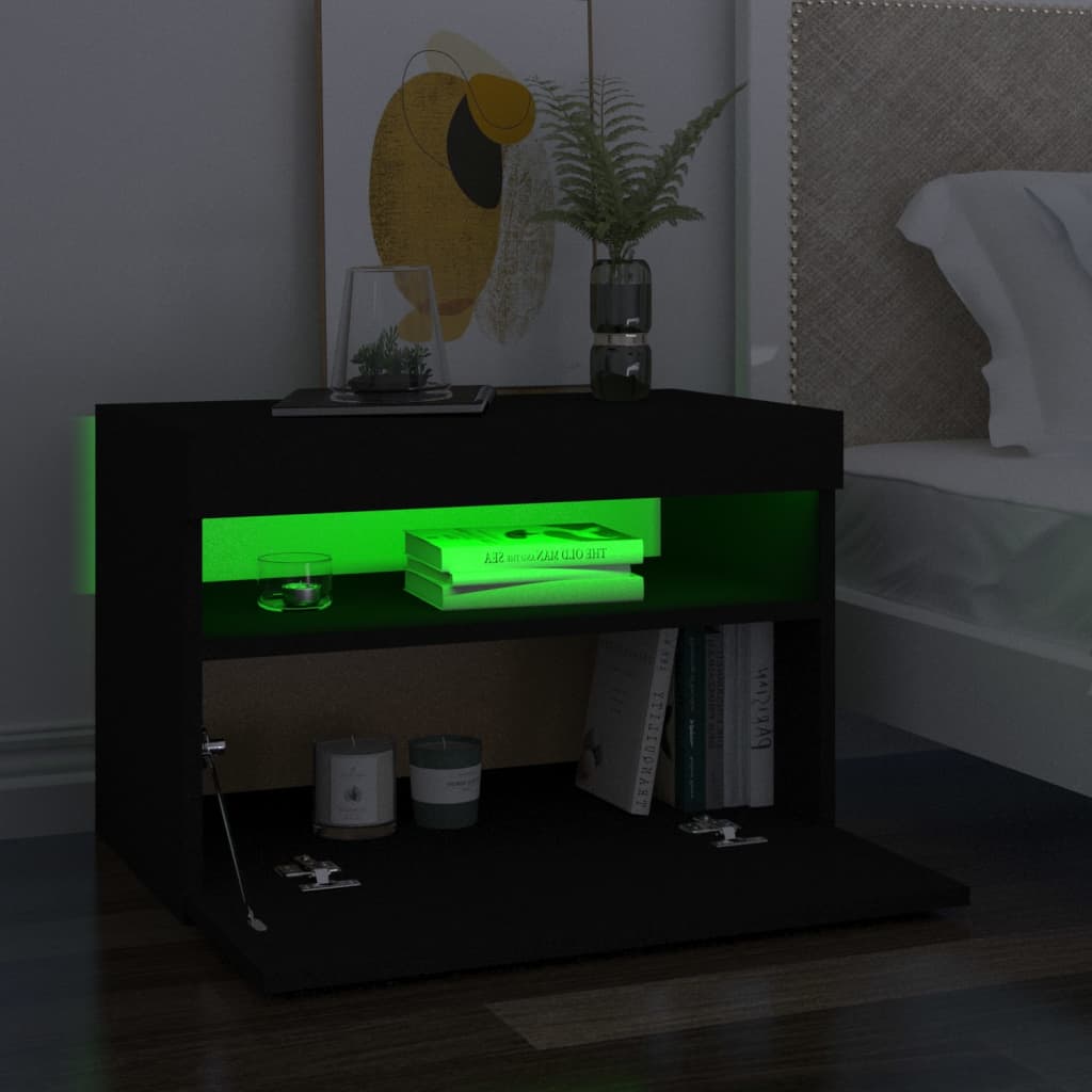 2 db fekete tv-szekrény led-lámpákkal 60 x 35 x 40 cm