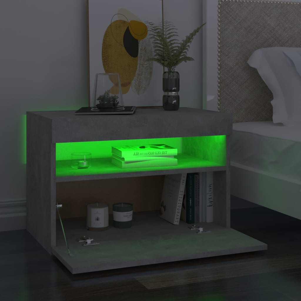 Betonszürke tv-szekrény led-lámpákkal 60 x 35 x 40 cm