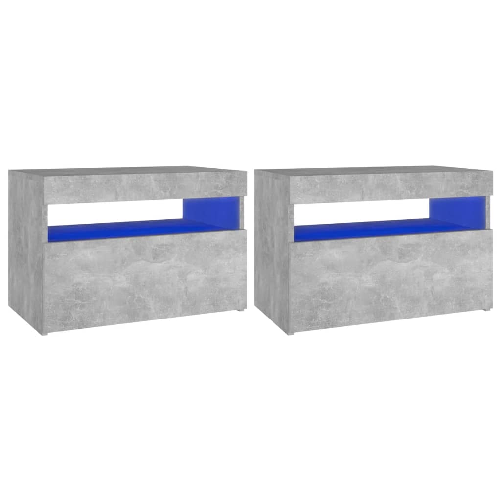 2 db betonszürke tv-szekrény led-lámpákkal 60 x 35 x 40 cm