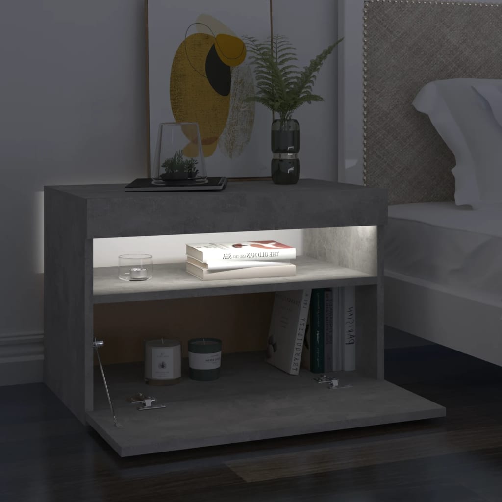 2 db betonszürke tv-szekrény led-lámpákkal 60 x 35 x 40 cm