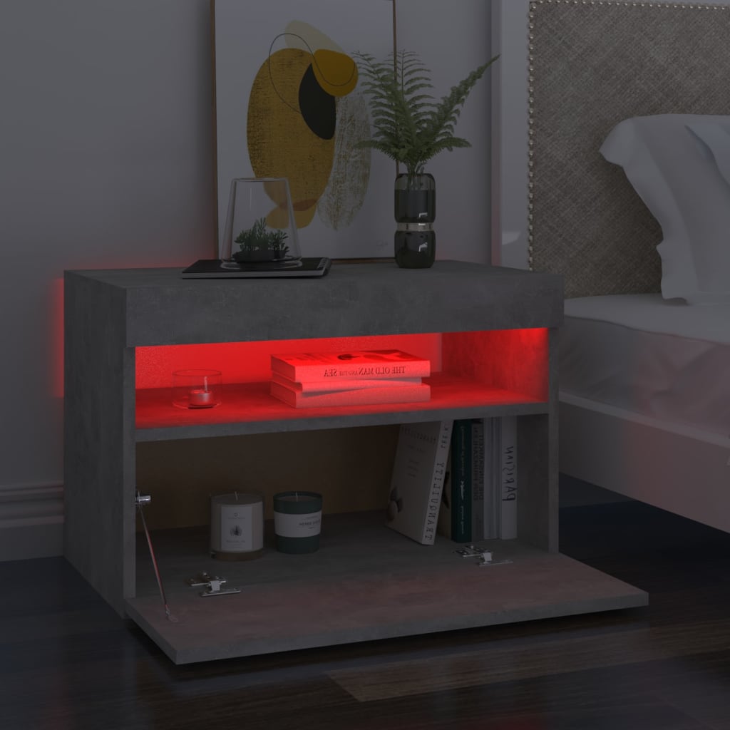 2 db betonszürke tv-szekrény led-lámpákkal 60 x 35 x 40 cm