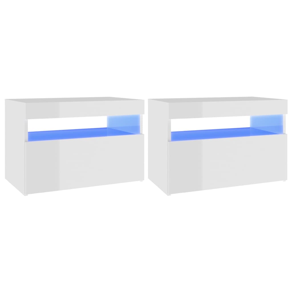 2 db magasfényű fehér tv-szekrény led-lámpákkal 60 x 35 x 40 cm 2 db magasfényű fehér tv-szekrény led-lámpákkal 60 x 35 x 40 cm
