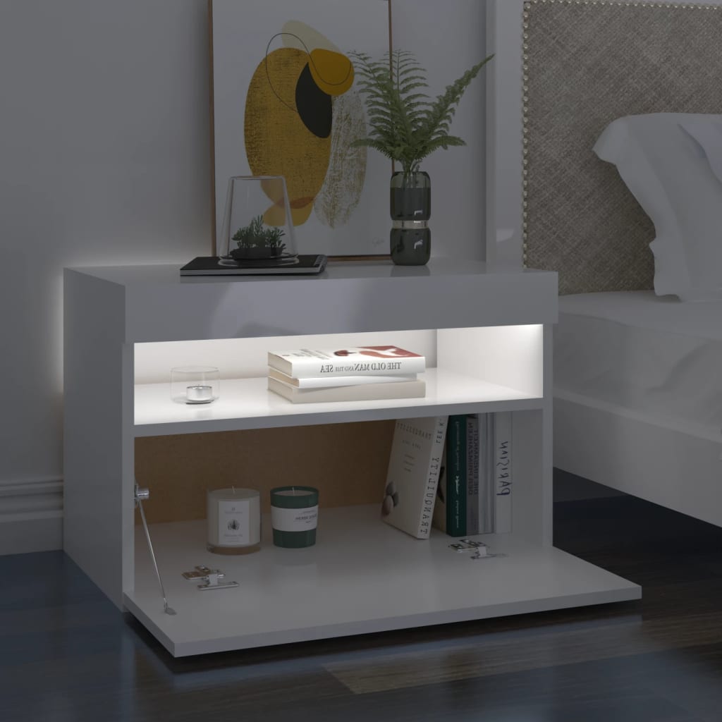 2 db magasfényű fehér tv-szekrény led-lámpákkal 60 x 35 x 40 cm 2 db magasfényű fehér tv-szekrény led-lámpákkal 60 x 35 x 40 cm
