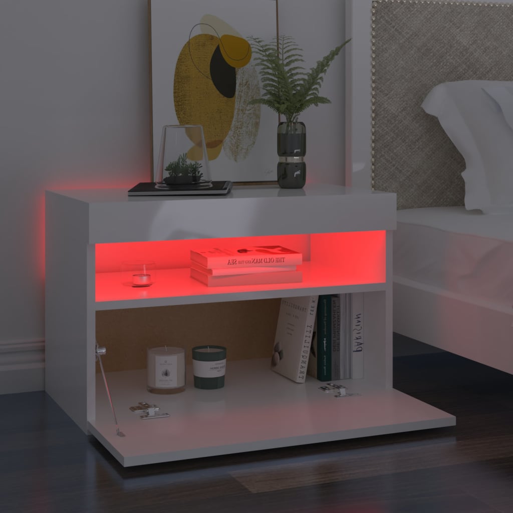 2 db magasfényű fehér tv-szekrény led-lámpákkal 60 x 35 x 40 cm 2 db magasfényű fehér tv-szekrény led-lámpákkal 60 x 35 x 40 cm