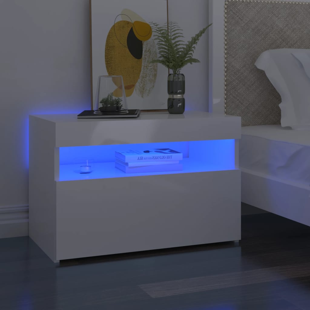 2 db magasfényű fehér tv-szekrény led-lámpákkal 60 x 35 x 40 cm 2 db magasfényű fehér tv-szekrény led-lámpákkal 60 x 35 x 40 cm