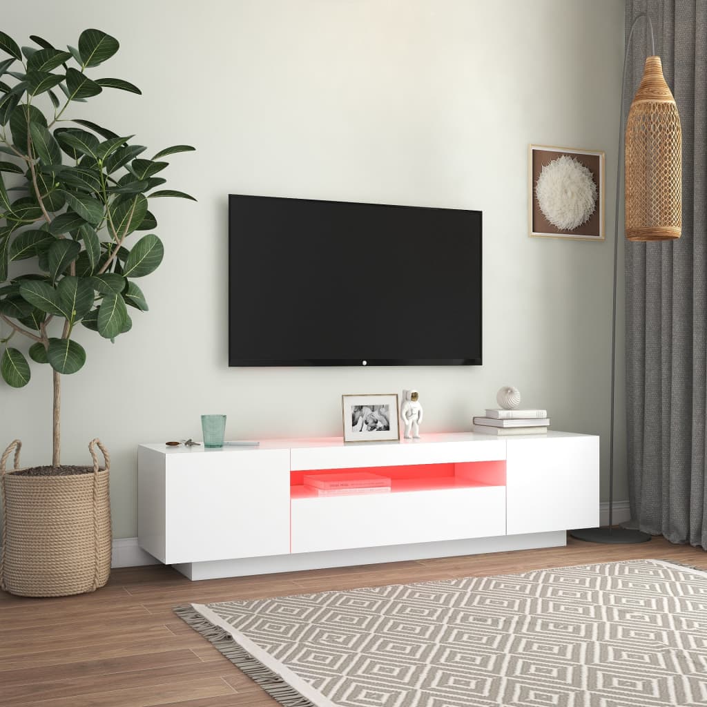 Fehér tv-szekrény led-lámpákkal 160 x 35 x 40 cm Fehér tv-szekrény led-lámpákkal 160 x 35 x 40 cm