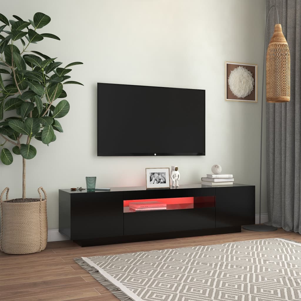 Fekete tv-szekrény led-lámpákkal 160 x 35 x 40 cm Fekete tv-szekrény led-lámpákkal 160 x 35 x 40 cm